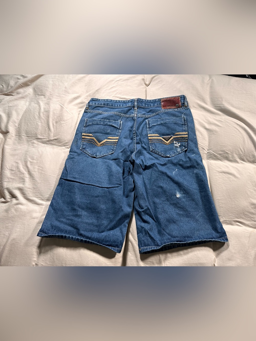 Ecko Unltd Jean Short 38 Blue Denim Baggy Fit Skater HipHop Y2K Distressed Retro